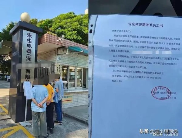 掌牛宝 突发！深圳一拥有600人工厂宣布停业解散，声称经营发生严重困难